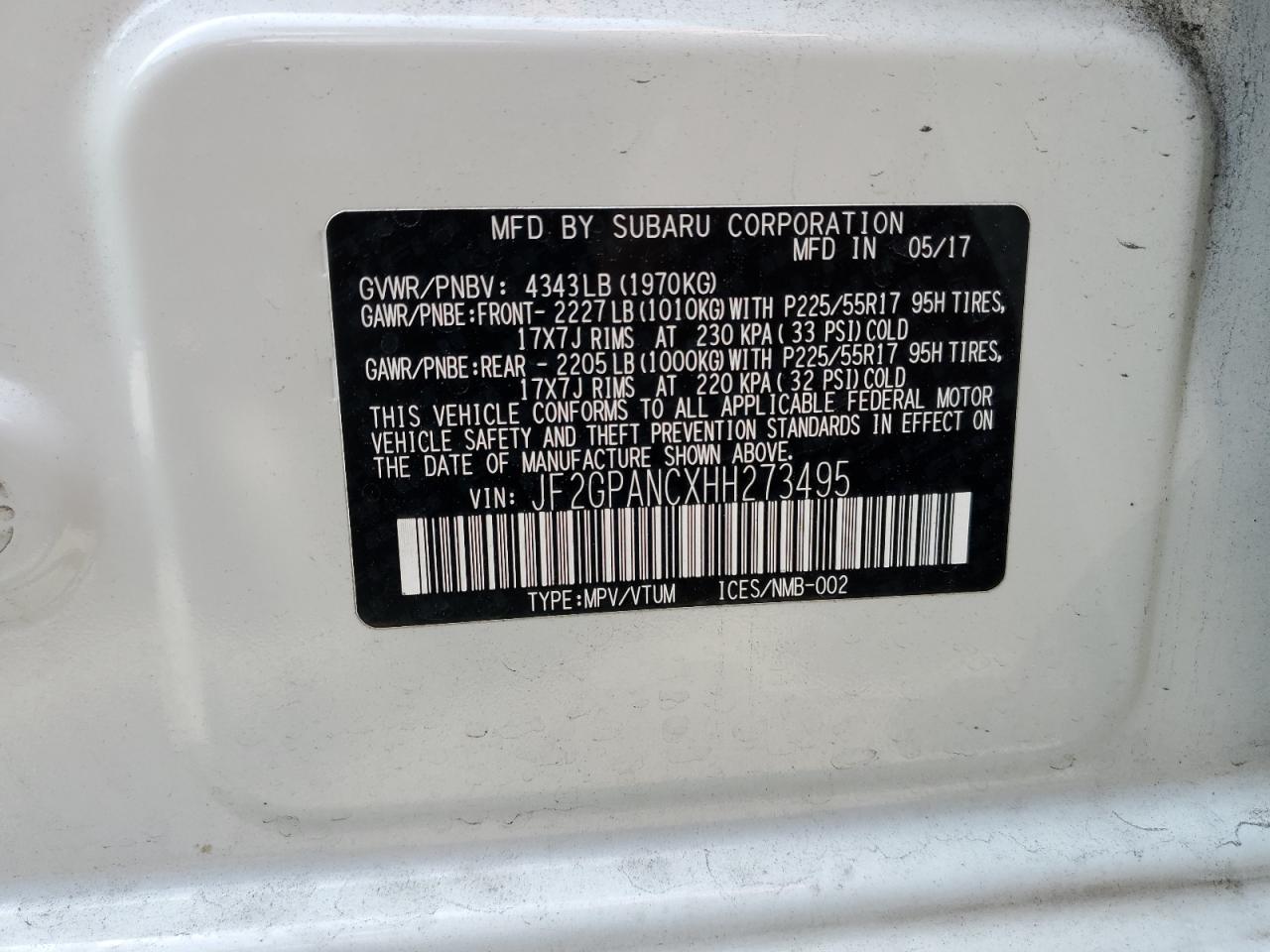 Photo 13 VIN: JF2GPANCXHH273495 - SUBARU CROSSTREK 