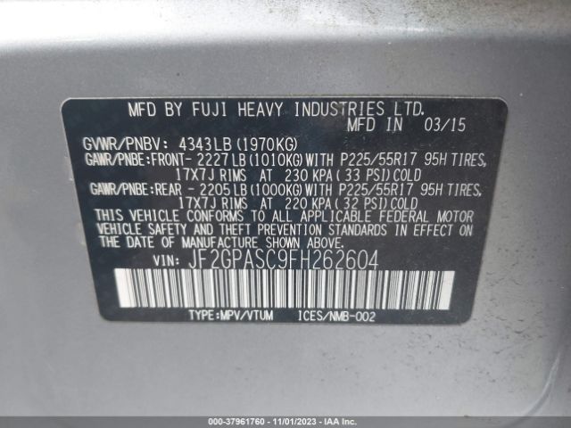 Photo 8 VIN: JF2GPASC9FH262604 - SUBARU XV CROSSTREK 