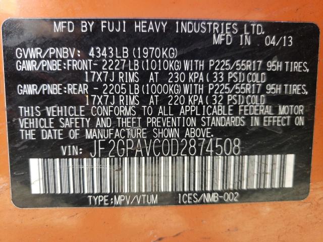 Photo 11 VIN: JF2GPAVC0D2874508 - SUBARU XV 