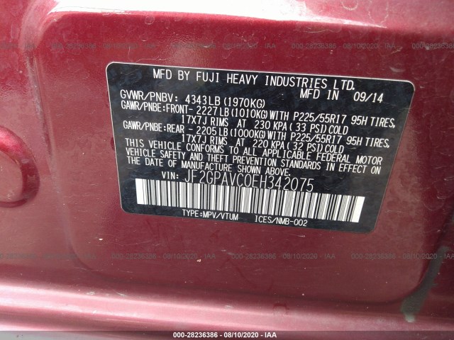 Photo 8 VIN: JF2GPAVC0EH342075 - SUBARU XV CROSSTREK 