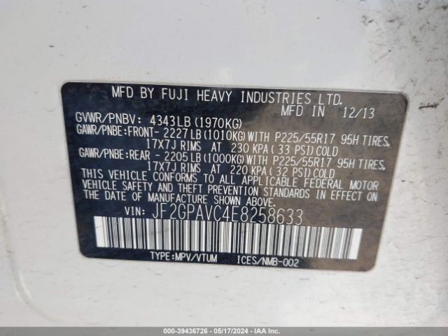 Photo 8 VIN: JF2GPAVC4E8258663 - SUBARU XV CROSSTREK 