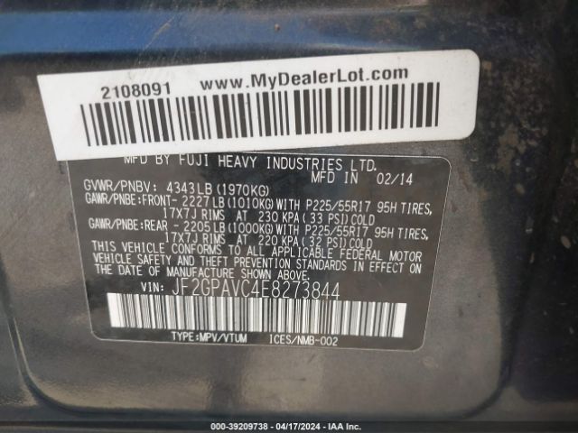 Photo 8 VIN: JF2GPAVC4E8273844 - SUBARU XV CROSSTREK 