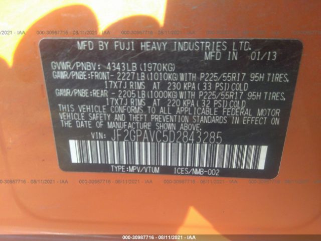 Photo 8 VIN: JF2GPAVC5D2843285 - SUBARU XV CROSSTREK 