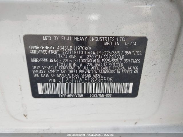 Photo 8 VIN: JF2GPAVC5E8296596 - SUBARU XV CROSSTREK 