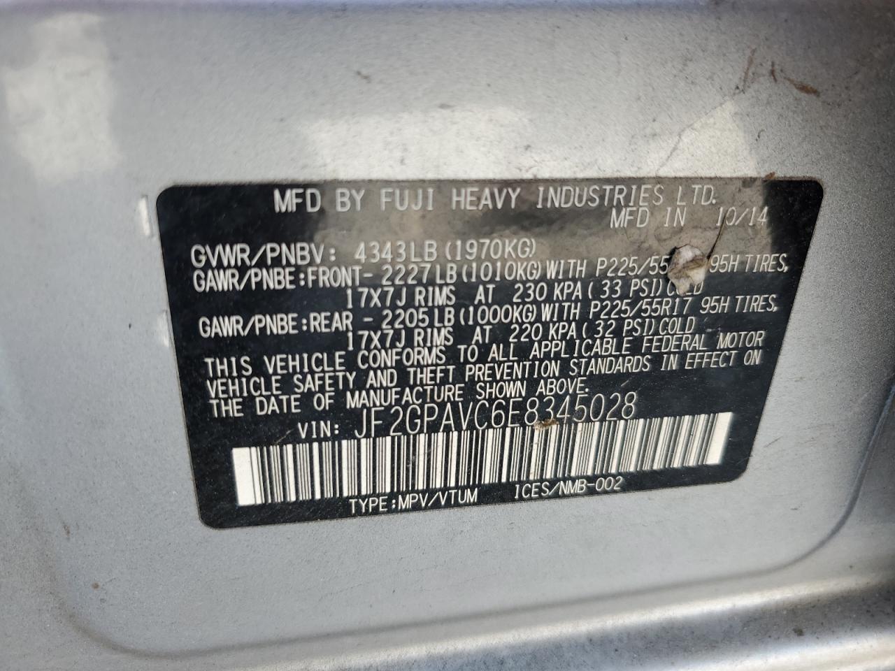 Photo 12 VIN: JF2GPAVC6E8345028 - SUBARU XV 