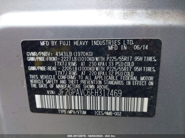 Photo 8 VIN: JF2GPAVC6EH317469 - SUBARU XV CROSSTREK 