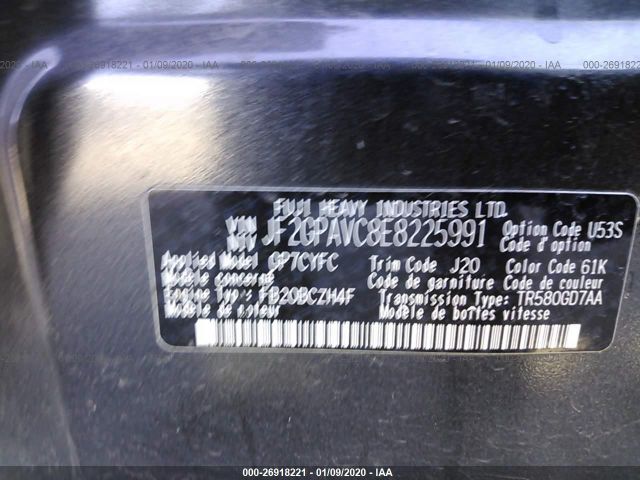 Photo 8 VIN: JF2GPAVC8E8225991 - SUBARU XV CROSSTREK 