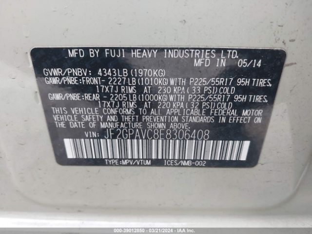 Photo 8 VIN: JF2GPAVC8E8306408 - SUBARU XV CROSSTREK 