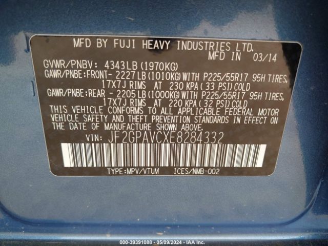 Photo 8 VIN: JF2GPAVCXE8284332 - SUBARU XV CROSSTREK 