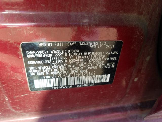 Photo 9 VIN: JF2GPAWC1EH326143 - SUBARU XV CROSSTR 