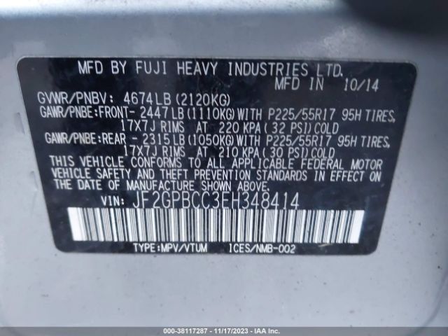 Photo 8 VIN: JF2GPBCC3EH348414 - SUBARU XV CROSSTREK HYBRID 