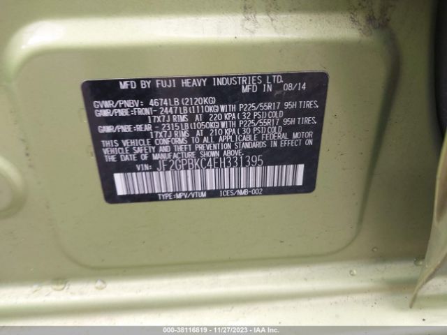 Photo 8 VIN: JF2GPBKC4EH331395 - SUBARU XV CROSSTREK HYBRID 