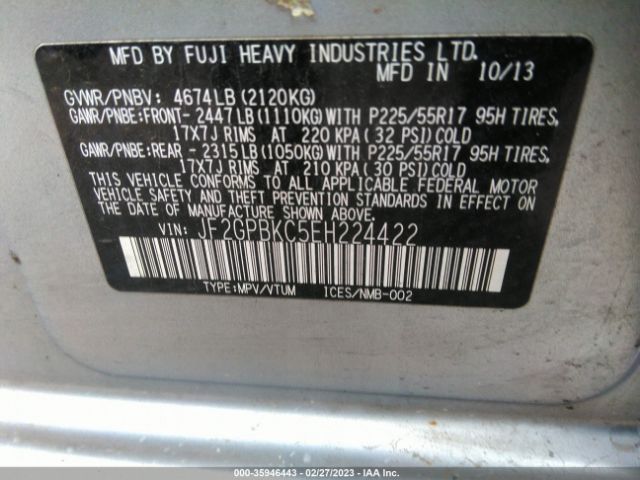 Photo 8 VIN: JF2GPBKC5EH224422 - SUBARU XV CROSSTREK HYBRID 