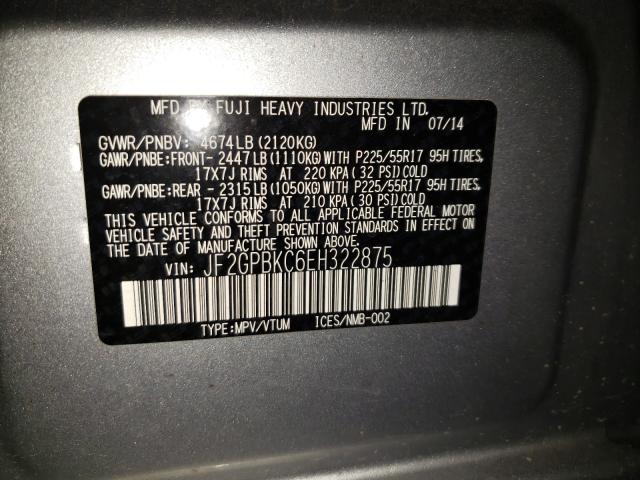 Photo 9 VIN: JF2GPBKC6EH322875 - SUBARU XV CROSSTR 