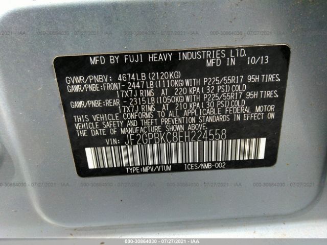 Photo 8 VIN: JF2GPBKC8EH224558 - SUBARU XV CROSSTREK HYBRID 