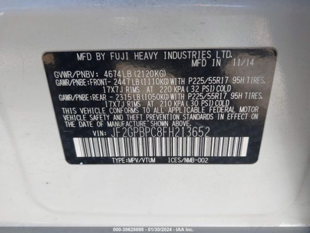 Photo 8 VIN: JF2GPBPC8FH213652 - SUBARU XV CROSSTREK HYBRID 