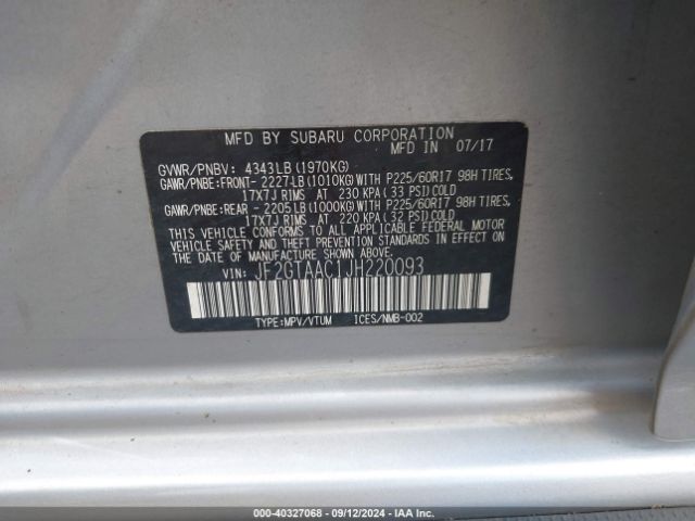 Photo 8 VIN: JF2GTAAC1JH220093 - SUBARU CROSSTREK 