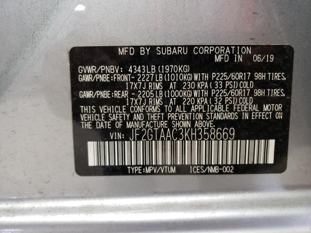 Photo 9 VIN: JF2GTAAC3KH358669 - SUBARU CROSSTREK 