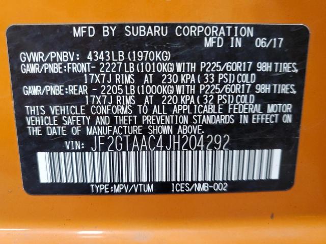 Photo 11 VIN: JF2GTAAC4JH204292 - SUBARU CROSSTREK 