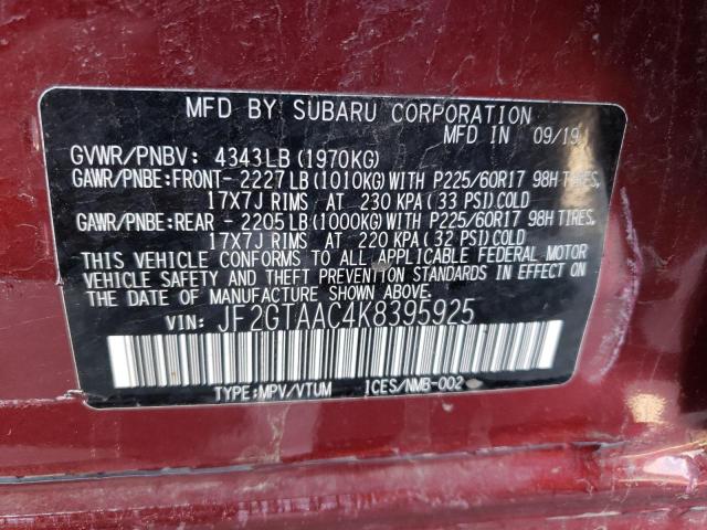 Photo 11 VIN: JF2GTAAC4K8395925 - SUBARU CROSSTREK 