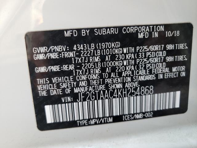 Photo 9 VIN: JF2GTAAC4KH254868 - SUBARU CROSSTREK 