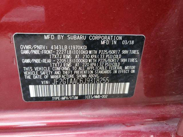 Photo 11 VIN: JF2GTAAC6J9318255 - SUBARU CROSSTREK 