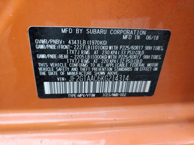 Photo 12 VIN: JF2GTAAC6KG214314 - SUBARU CROSSTREK 