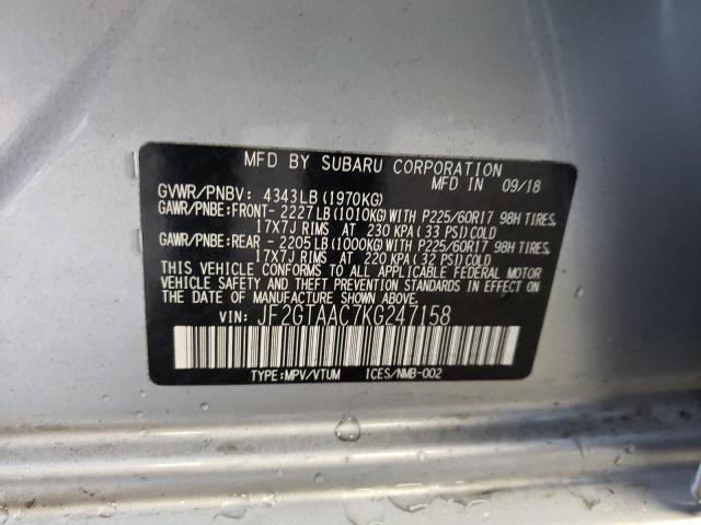 Photo 9 VIN: JF2GTAAC7KG247158 - SUBARU CROSSTREK 