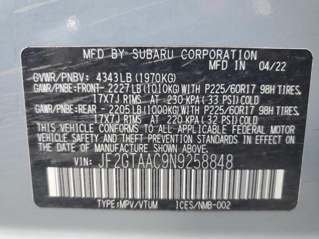 Photo 13 VIN: JF2GTAAC9N9258848 - SUBARU CROSSTREK 