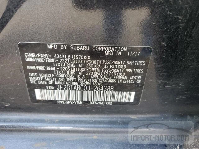 Photo 11 VIN: JF2GTABC0JH264388 - SUBARU CROSSTREK 