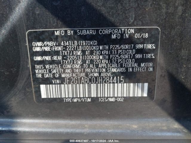 Photo 8 VIN: JF2GTABC0JH284415 - SUBARU CROSSTREK 