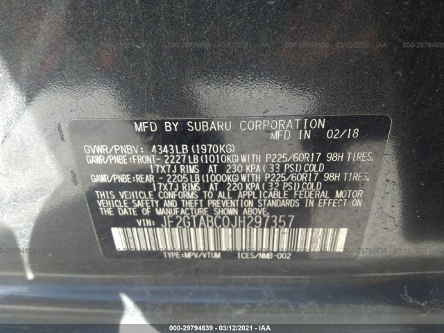 Photo 8 VIN: JF2GTABC0JH297357 - SUBARU CROSSTREK 