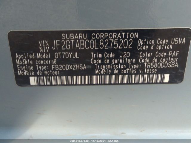 Photo 8 VIN: JF2GTABC0L8275202 - SUBARU CROSSTREK 