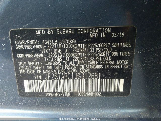 Photo 8 VIN: JF2GTABC1JG312681 - SUBARU CROSSTREK 