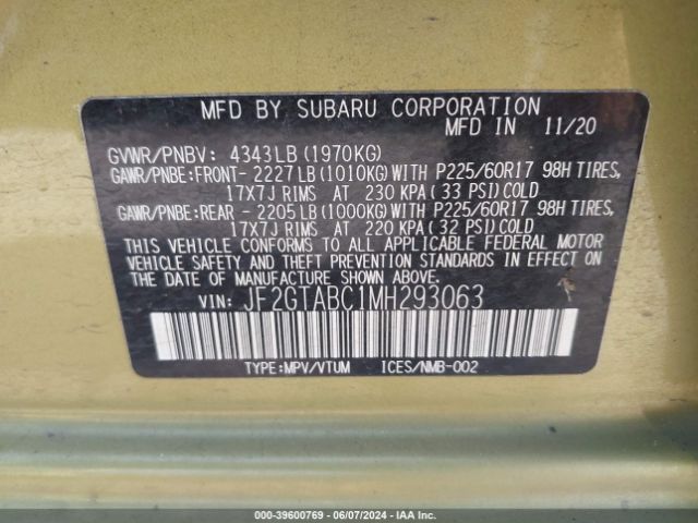 Photo 8 VIN: JF2GTABC1MH293063 - SUBARU CROSSTREK 