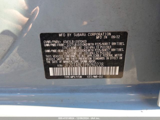 Photo 8 VIN: JF2GTABC1PH260228 - SUBARU CROSSTREK 