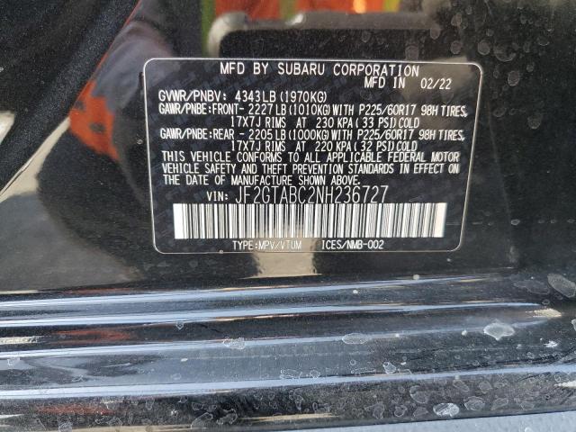 Photo 12 VIN: JF2GTABC2NH236727 - SUBARU CROSSTREK 