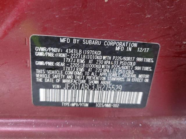 Photo 12 VIN: JF2GTABC3JH275529 - SUBARU CROSSTREK 