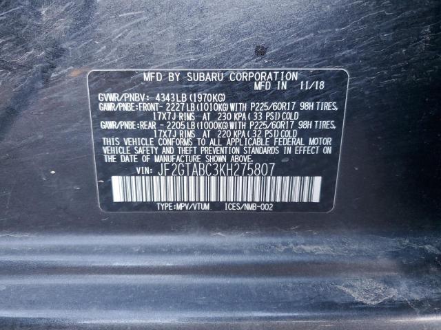 Photo 11 VIN: JF2GTABC3KH275807 - SUBARU CROSSTREK 