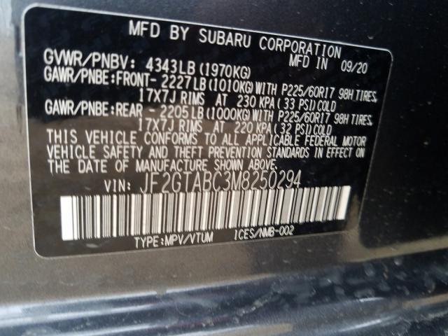 Photo 9 VIN: JF2GTABC3M8250294 - SUBARU CROSSTREK 