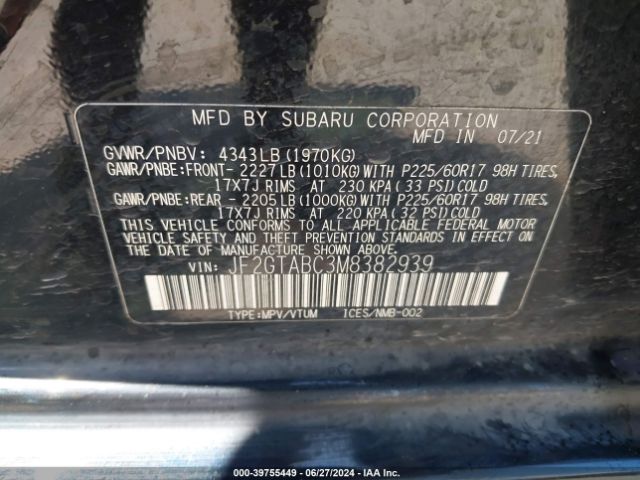 Photo 8 VIN: JF2GTABC3M8382939 - SUBARU CROSSTREK 