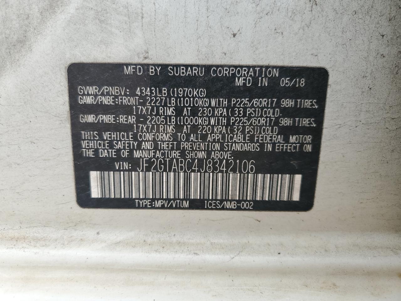 Photo 13 VIN: JF2GTABC4J8342106 - SUBARU CROSSTREK 