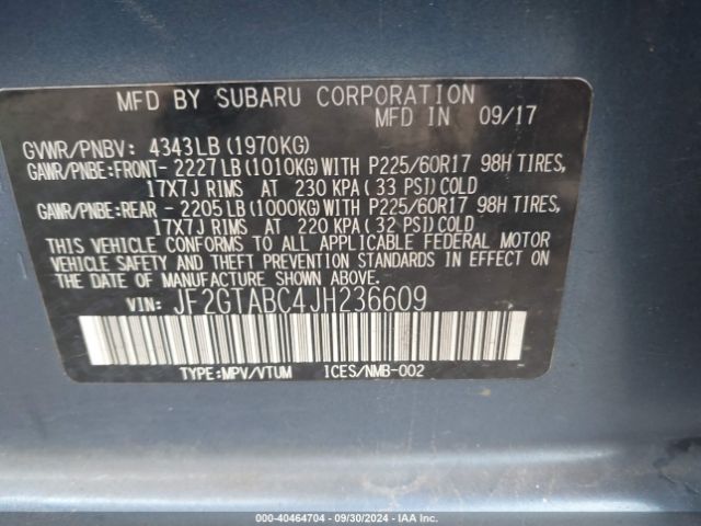 Photo 8 VIN: JF2GTABC4JH236609 - SUBARU CROSSTREK 