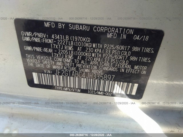 Photo 8 VIN: JF2GTABC4JH335897 - SUBARU CROSSTREK 