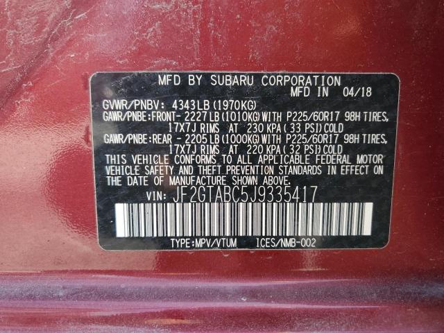 Photo 12 VIN: JF2GTABC5J9335417 - SUBARU CROSSTREK 