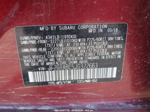 Photo 8 VIN: JF2GTABC5JG322663 - SUBARU CROSSTREK 