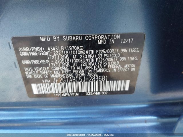 Photo 8 VIN: JF2GTABC5JH283681 - SUBARU CROSSTREK 