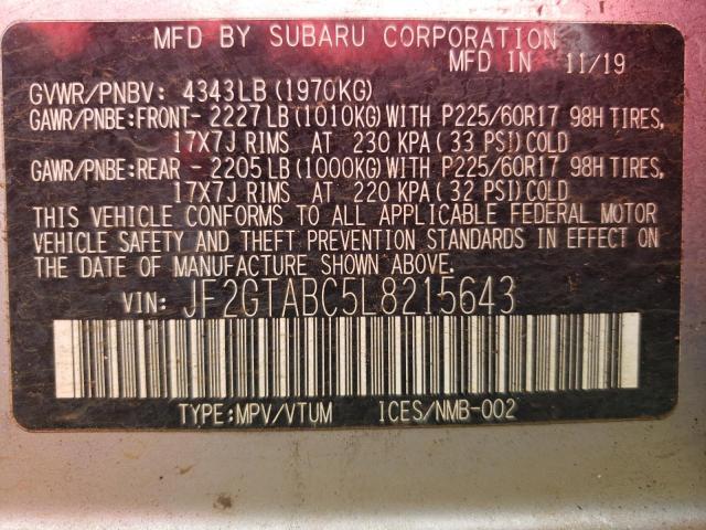 Photo 12 VIN: JF2GTABC5L8215643 - SUBARU CROSSTREK 