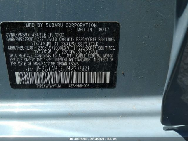 Photo 8 VIN: JF2GTABC6JH227569 - SUBARU CROSSTREK 