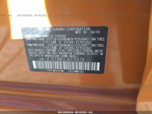 Photo 8 VIN: JF2GTABC6JH334878 - SUBARU CROSSTREK 